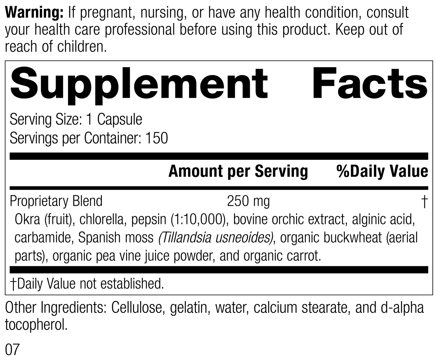 Okra Pepsin E3, 150 Capsules, Rev 03 Supplement Facts