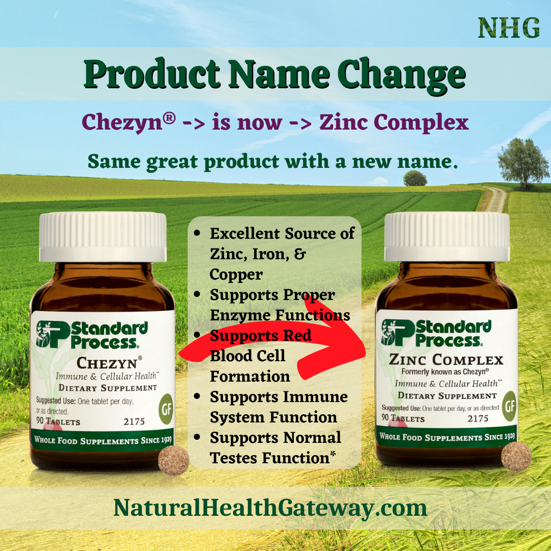 Product Name Change, Chezyn has been renamed to Zinc Complex, Same high quality ingredients | Standard Process