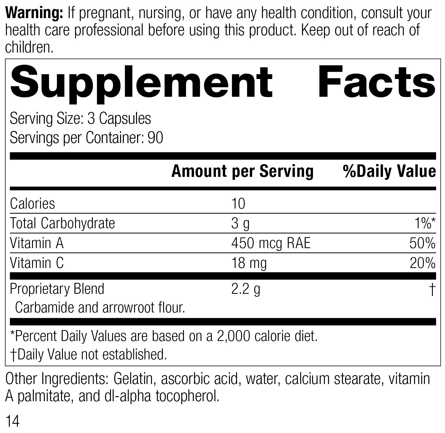 A-C Carbamide®, 90 Capsules, Rev 12 Supplement Facts