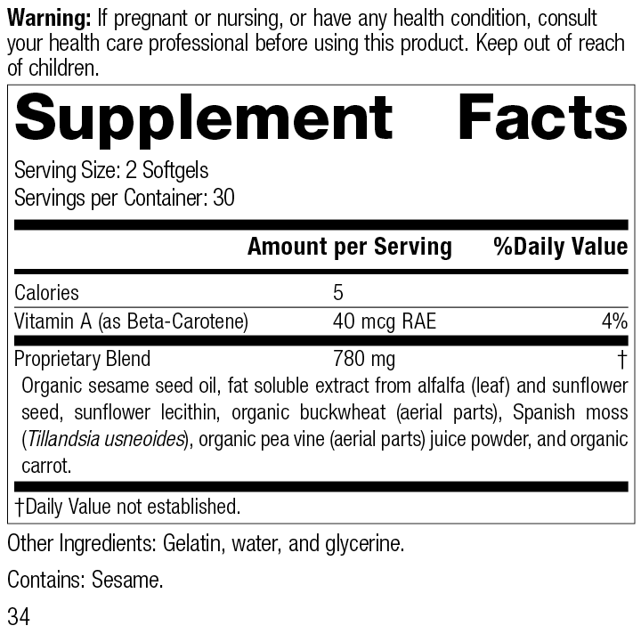 Chlorophyll Complex™, 60 Softgels, Rev 33, Supplement Facts