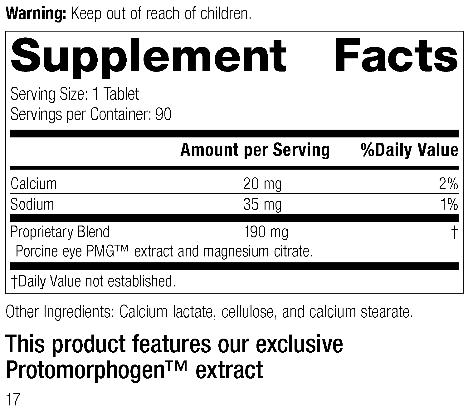 6075 Oculotrophin PMG R16 Supplement Facts