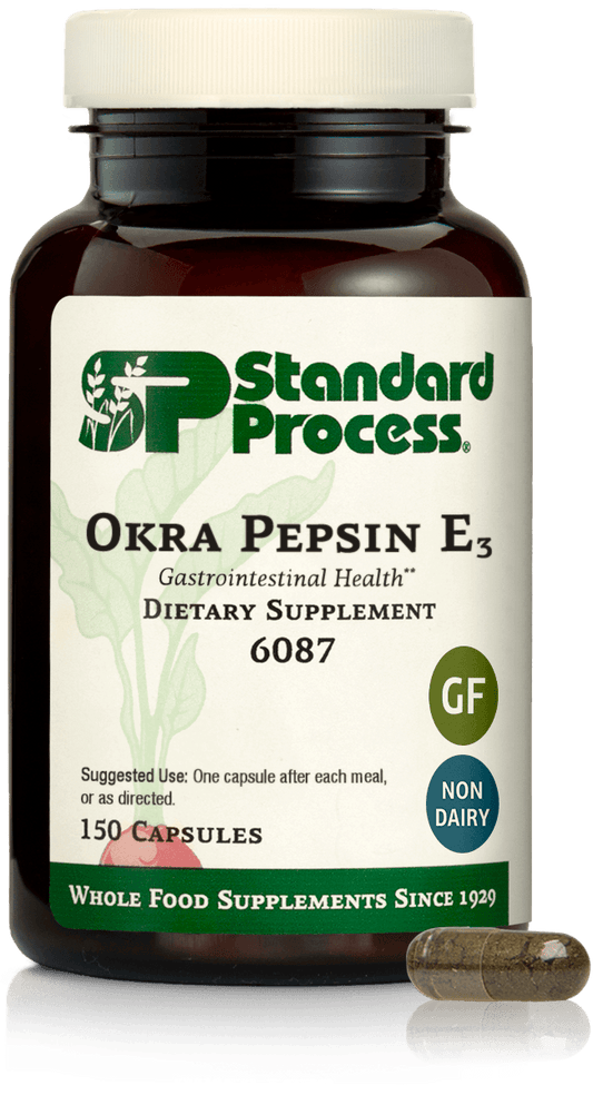 Okra Pepsin E3, 150 Capsules