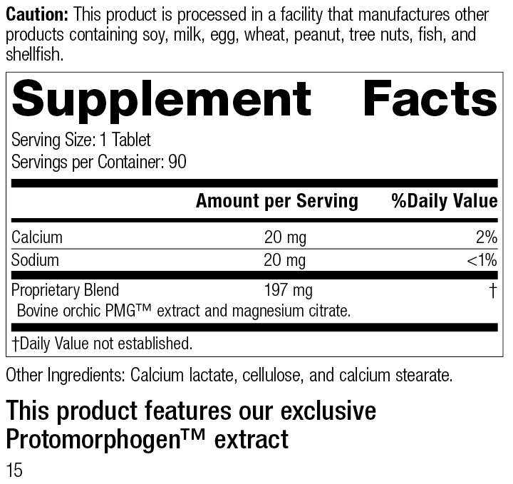 Orchic PMG®, 90 Tablets, Rev 15 Supplement Facts