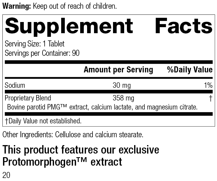 Parotid PMG®, 90 Tablets, Rev 20 Supplement Facts