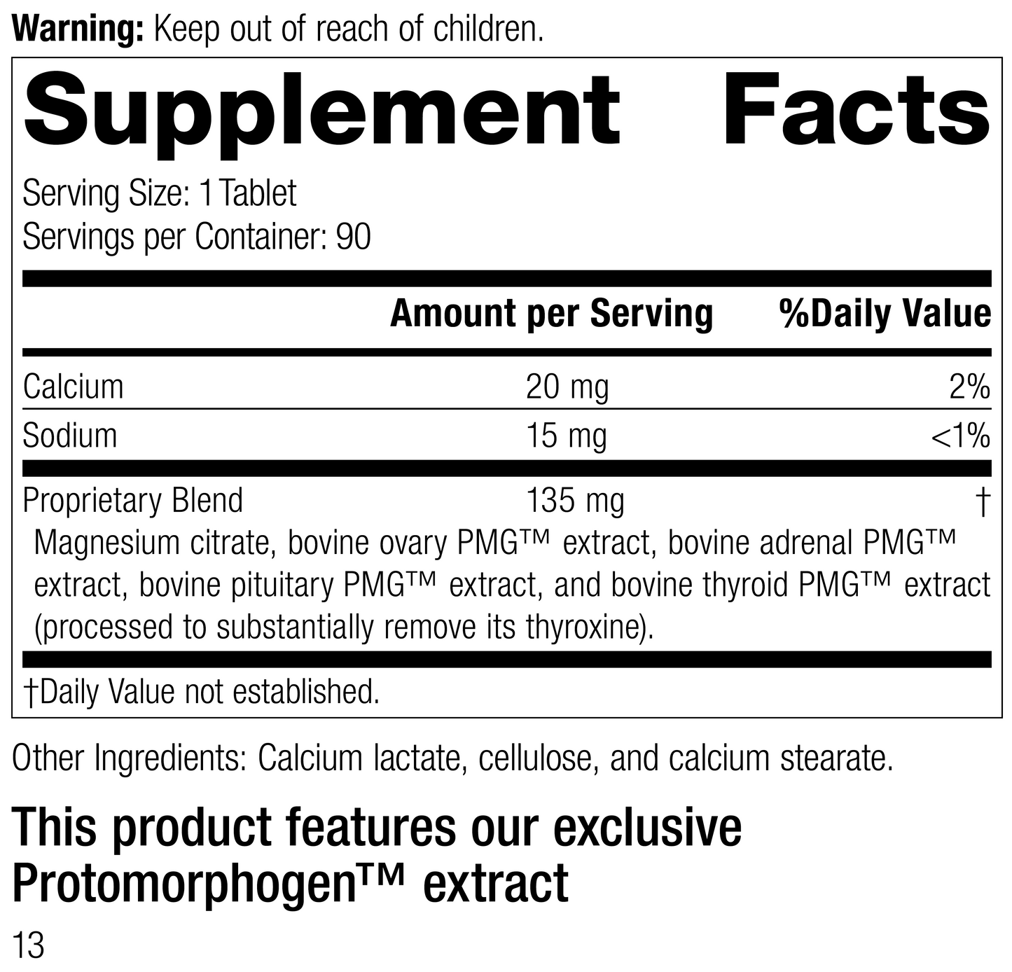 Symplex® F, 90 Tablets, Rev 12 Supplement Facts