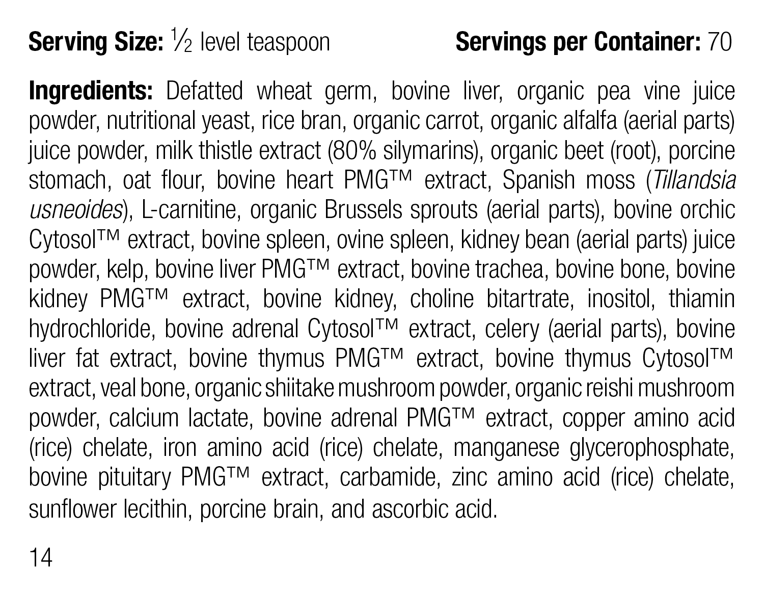 Canine Whole Body Support, 100 g, Rev 12 Supplement Facts